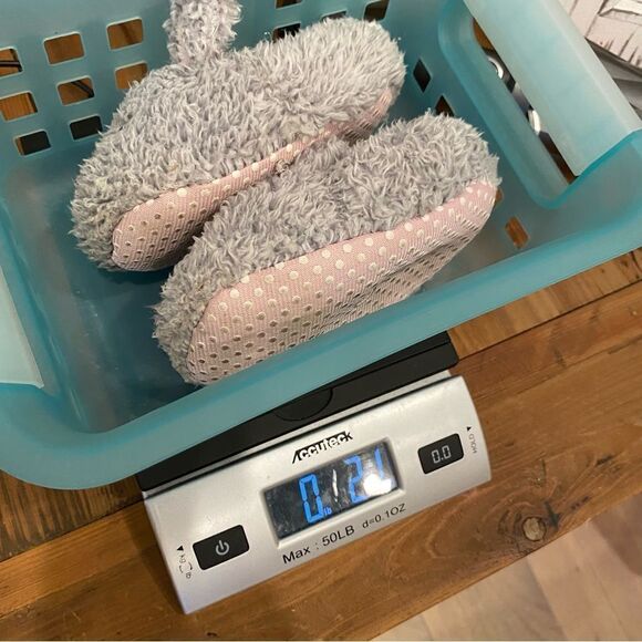 Fuzzy Bunny Slippers Gray Pink Accents Toddler Size 6 - Picture 10 of 10